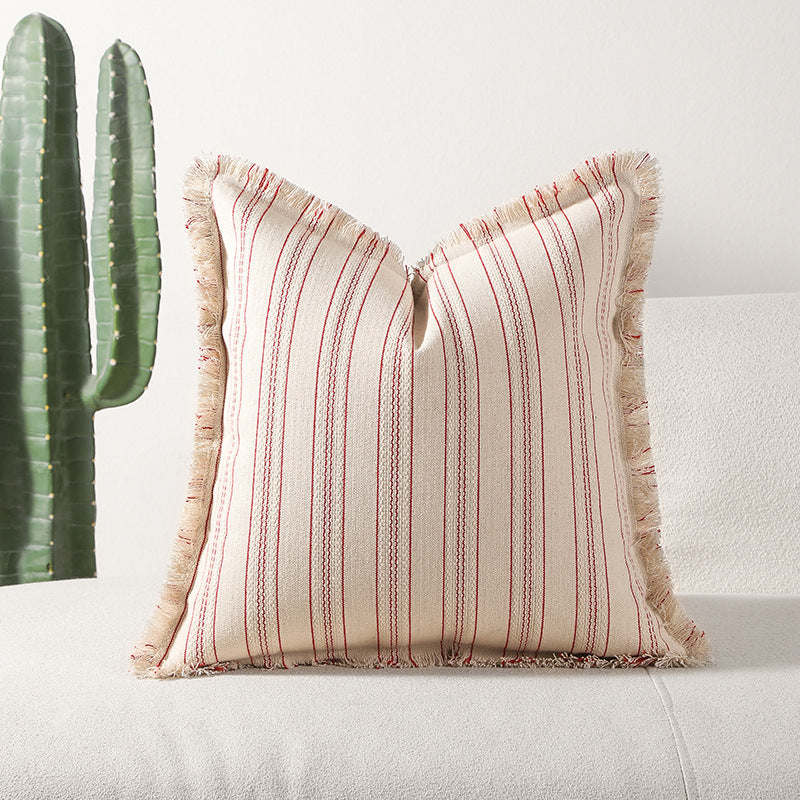 Textured Fringe Accent Throw Pillow