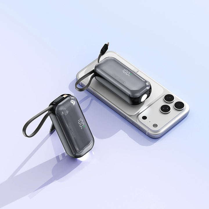 Portable power bank with integrated charging cable and LED charging status display Kalsten
