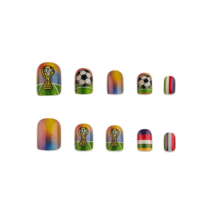 Artificial nails with soccer motif and glitter effects Kalsten