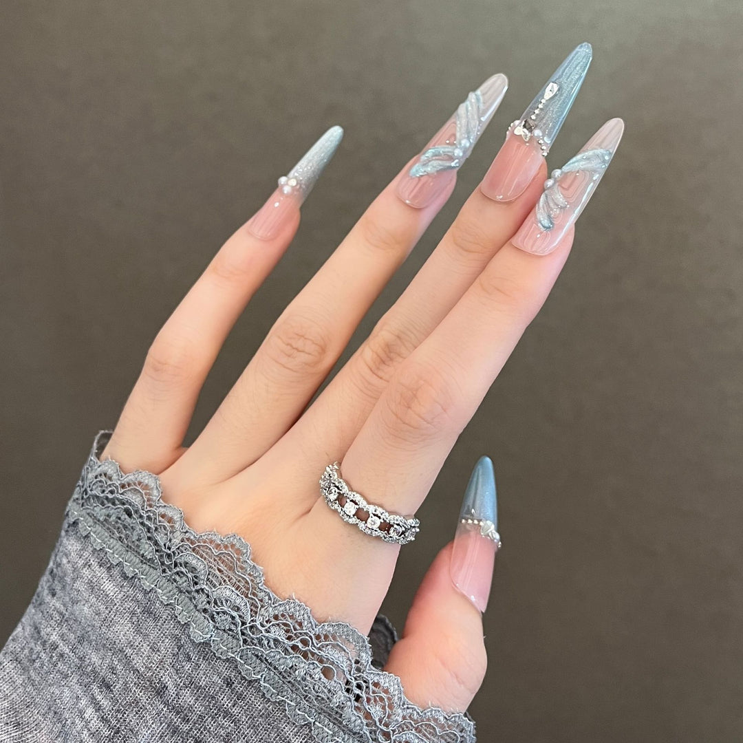 Artistic 3D Lace-Embellished Press-On Nail Set Kalsten
