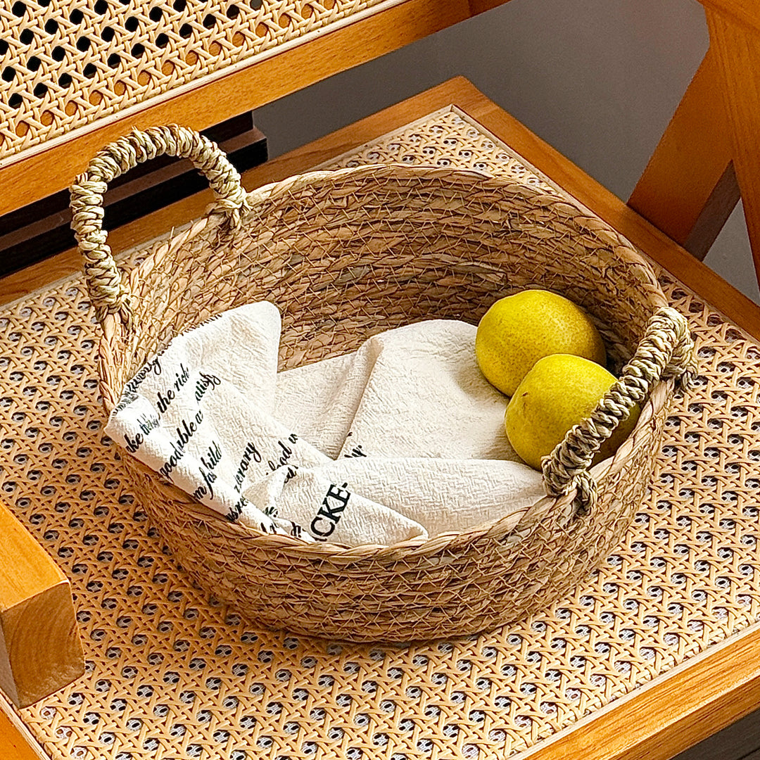 Handwoven storage basket with handles Kalsten