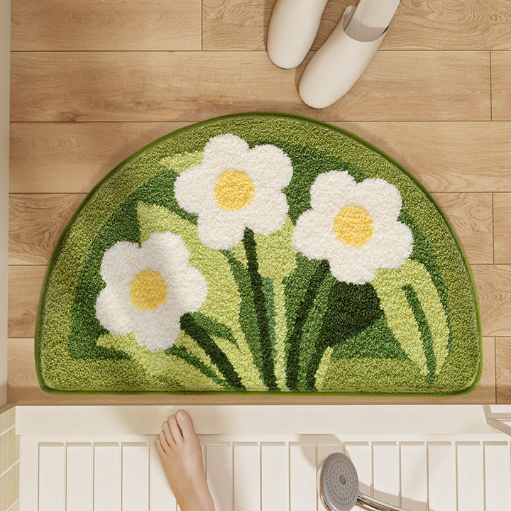 Plush Floral Design Bath Mat Kalsten