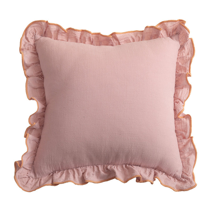 Decorative cushion with frill ruffle and linen texture Kalsten
