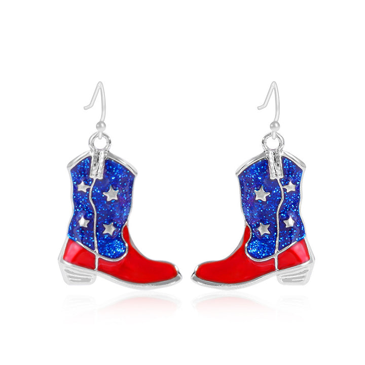 Women's long multi-layer star drop earrings with crystal embellishments and rhodium-plated alloy Kalsten