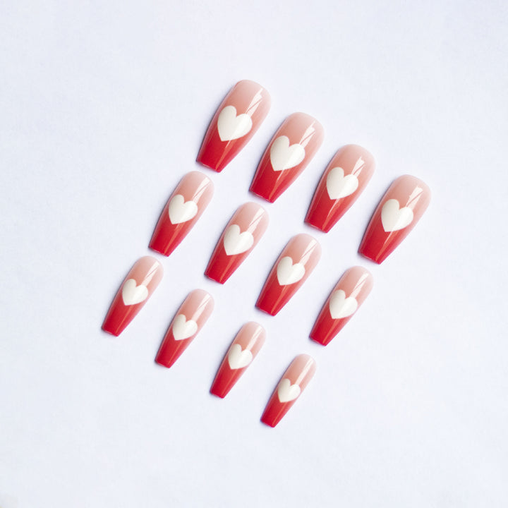 Heart Design Acrylic Nail Art