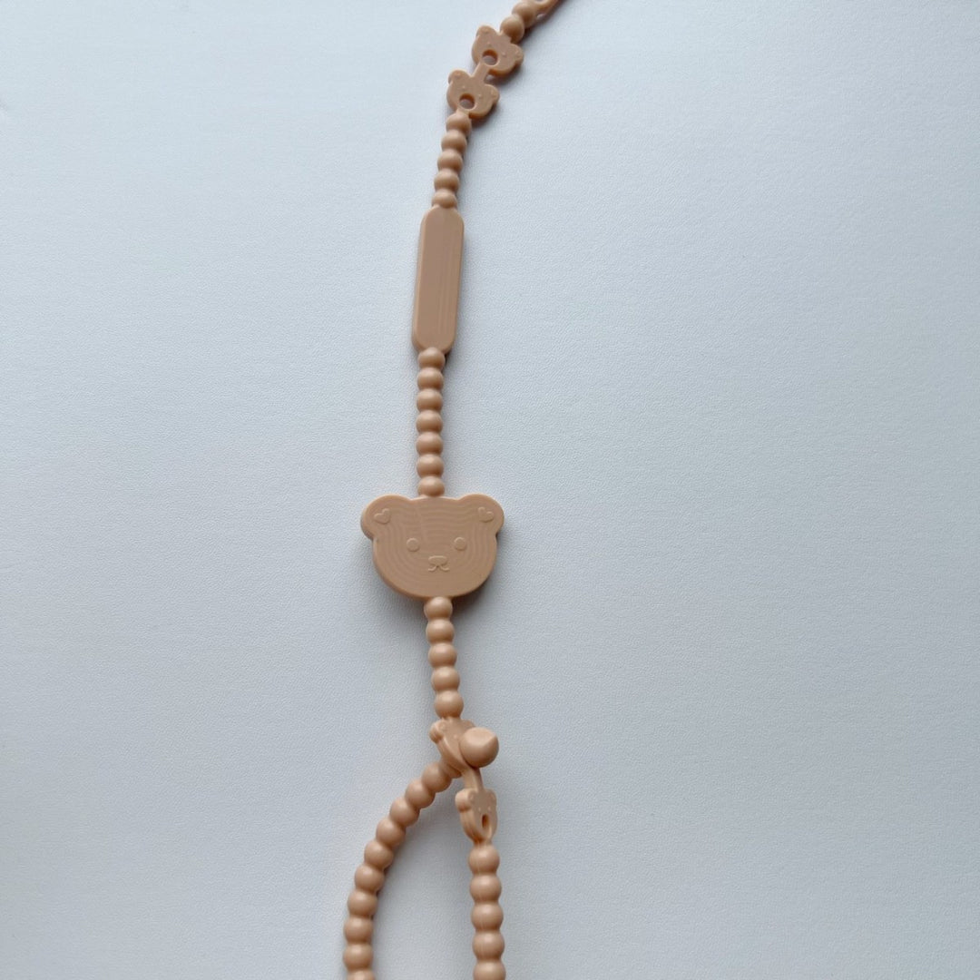 Silicone Beaded Pacifier Lanyard with Bear Teether and Quick-Release Safety Clip