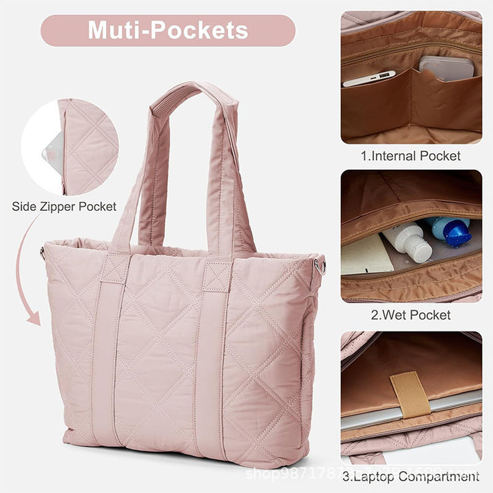 Elegant and Versatile Fabric Handbag with Detachable Cosmetic Bag Kalsten