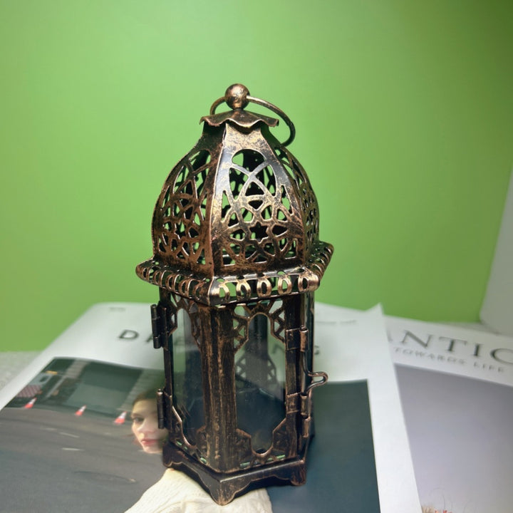 Ornate Moroccan Stained-Glass Metal Tealight Lantern Kalsten