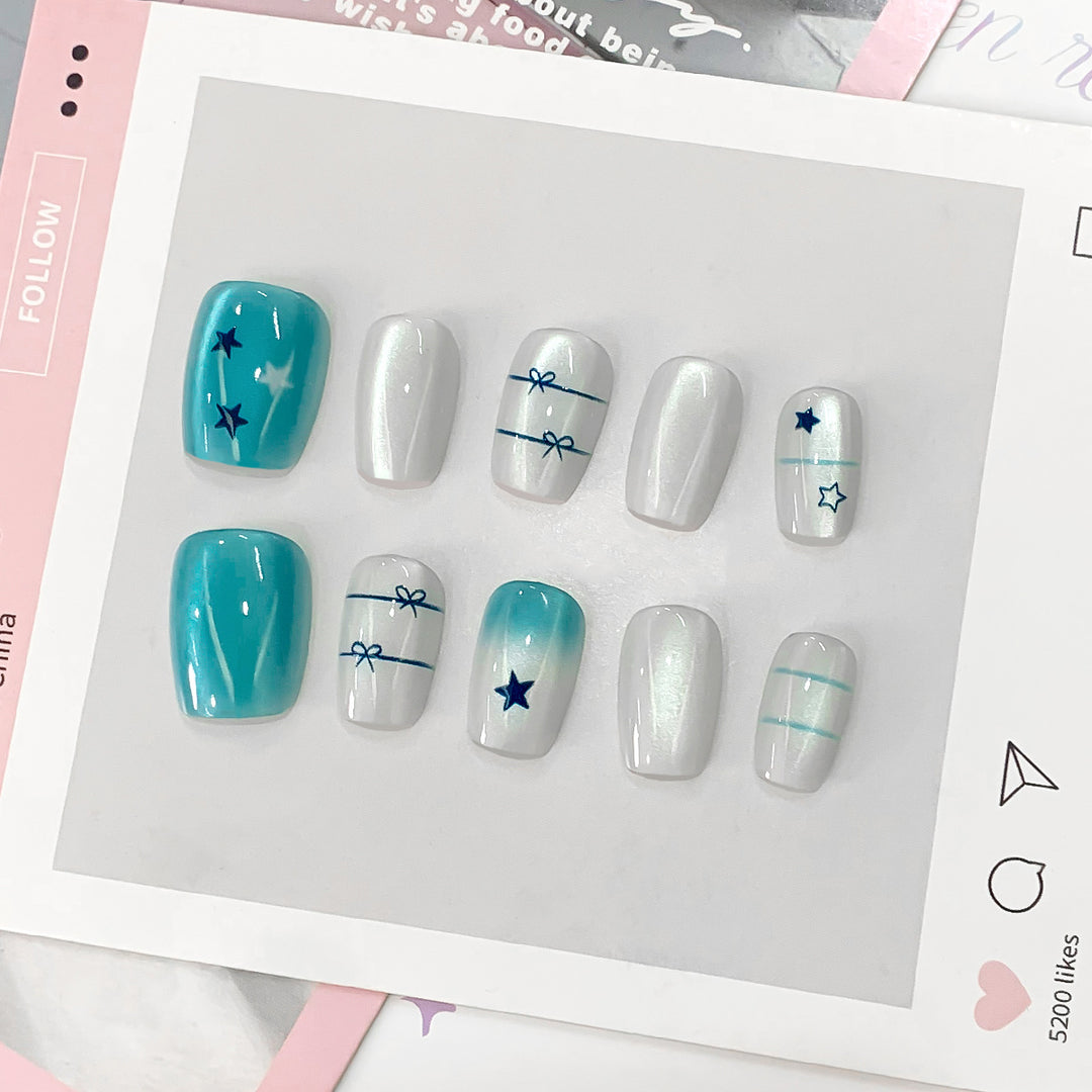 Artistic acrylic nails with star design Kalsten