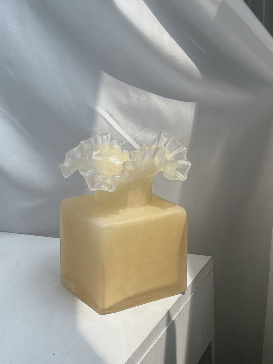 Decorative Ruffled-Top Square Wax Candle Kalsten