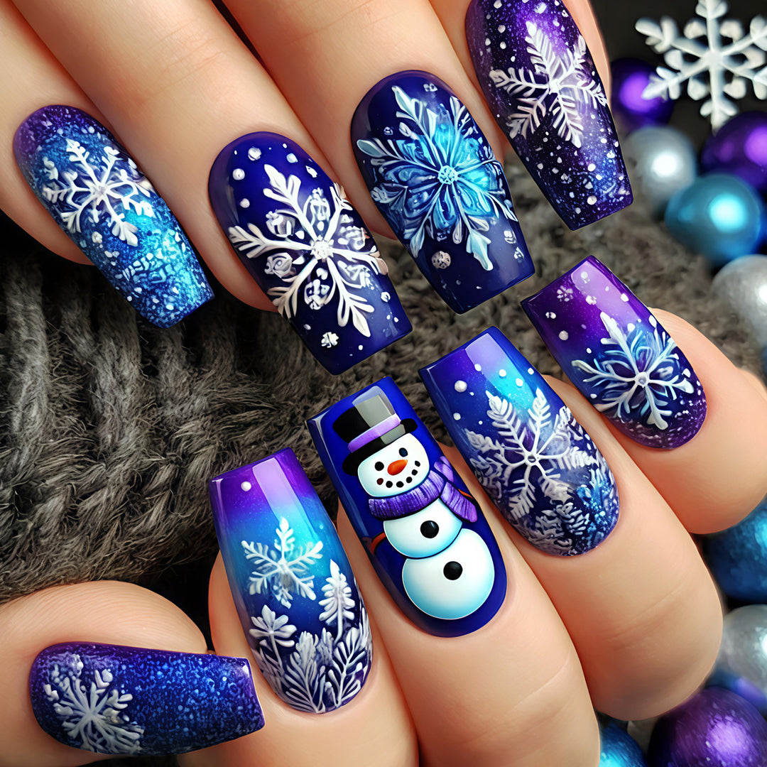Creative art nails with festive snowman design Kalsten