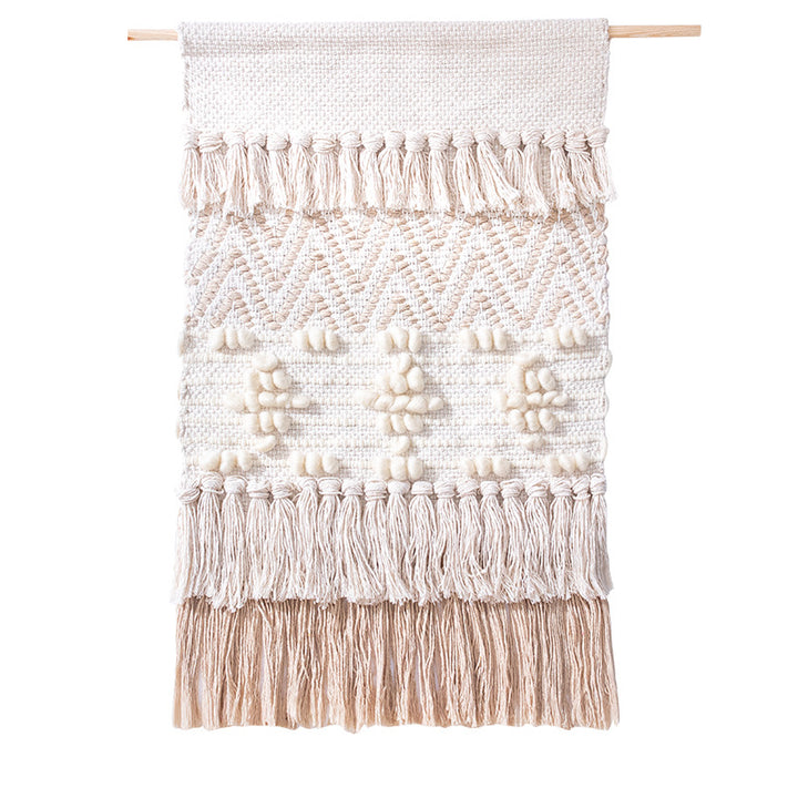 Woven wall hanging with relief stripes and long tassels Kalsten