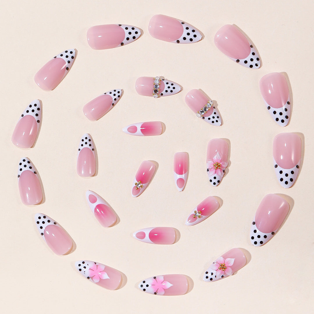 Floral-Accented Stiletto Nail Art Extensions Kalsten