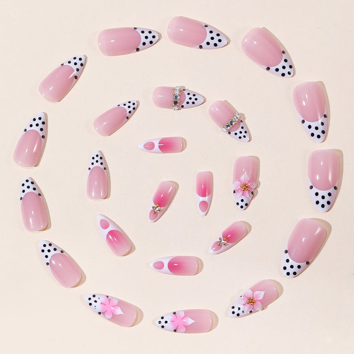 Floral-Accented Stiletto Nail Art Extensions Kalsten
