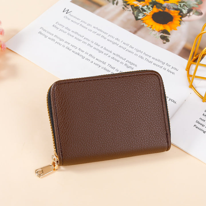 Compact Zippered Leather Wallet