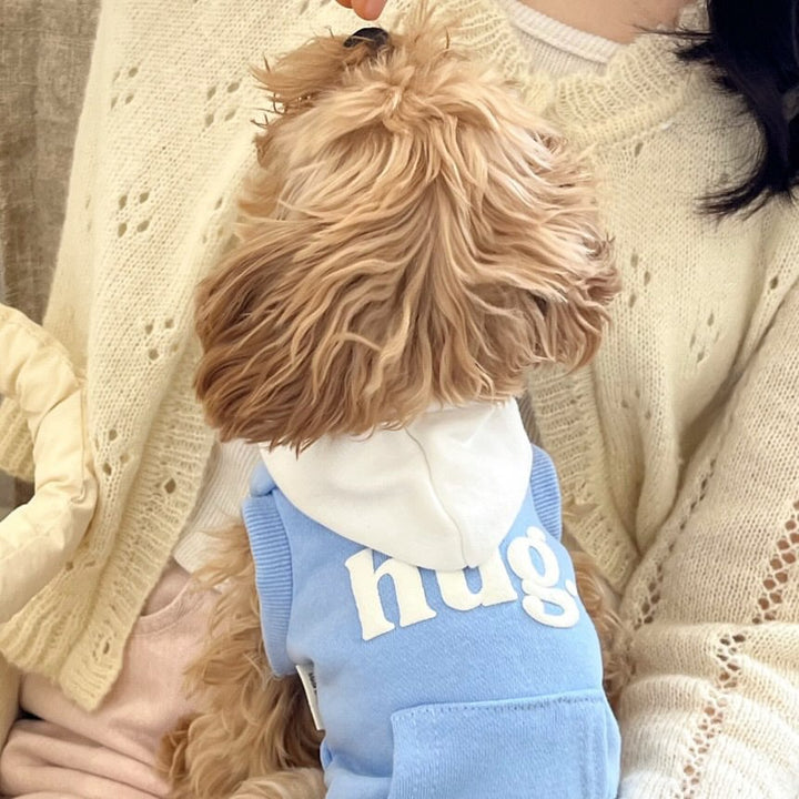 Small Dog Hooded Pullover Sweater with Kangaroo Pocket Appliqué Lettering