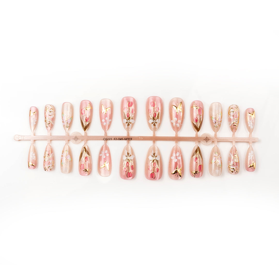 Floral Butterfly Decorative Press-On Nail Set