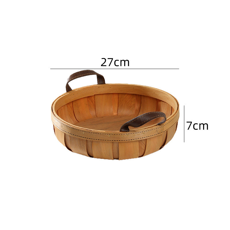 Handcrafted Oval Serving Tray with Leather Handles Kalsten