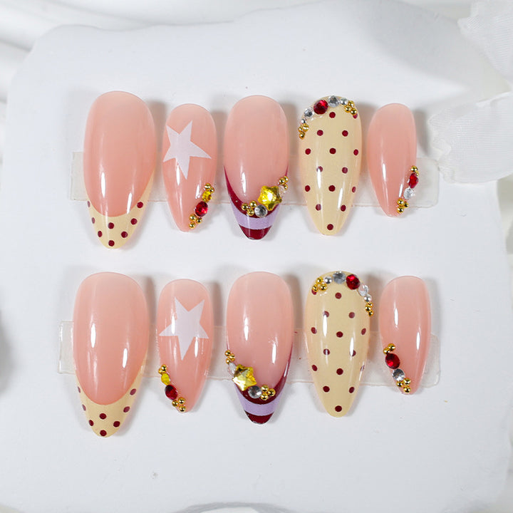 Acrylic Nail Set with Luxurious Accents and Creative Designs Kalsten