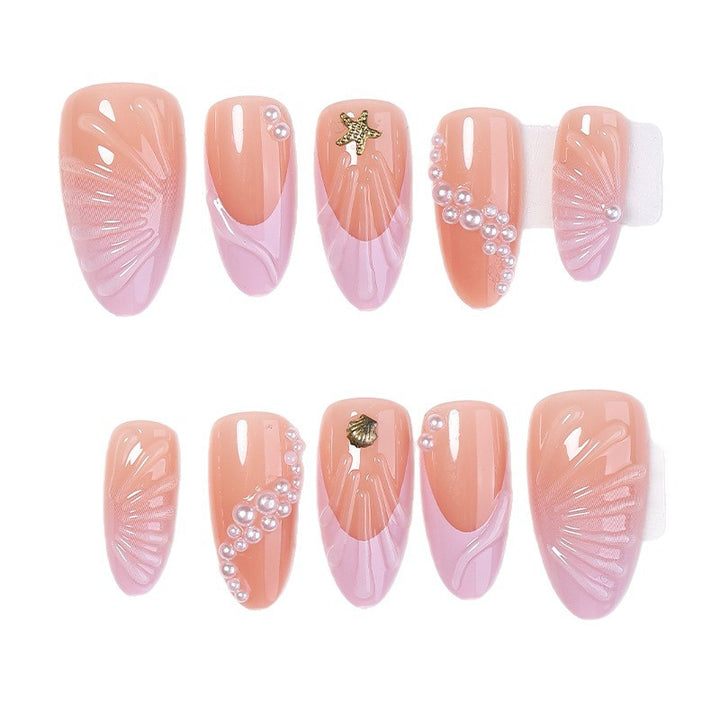 Artistic Press-On Nail Set with Coastal Design kalsten