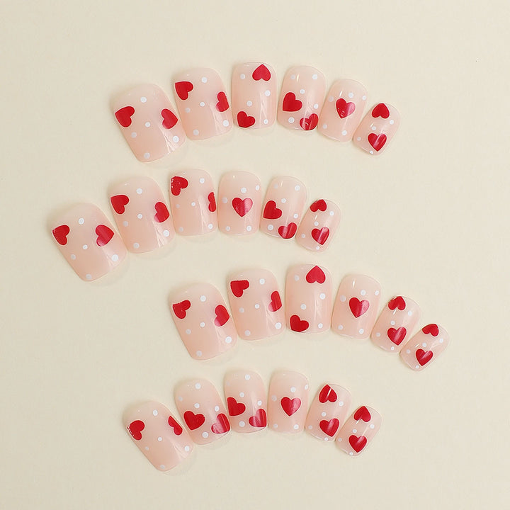 Artificial nail set with romantic heart motifs and shimmering accents Kalsten