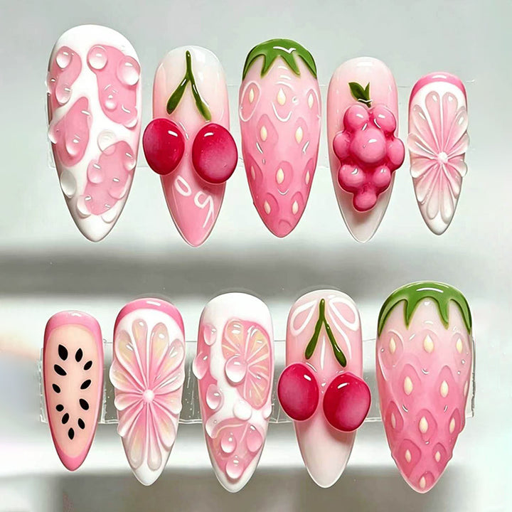 Artificial nails with fresh fruit designs Kalsten