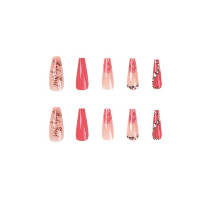 Artificial nail art with luxurious rhinestone and flower decorations Kalsten