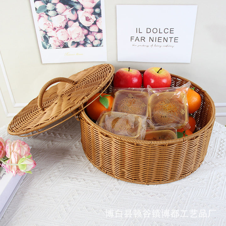 Round Handcrafted Wicker Storage Basket Kalsten