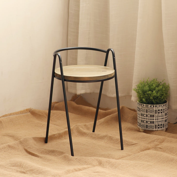 More modern stool with wooden seat Kalsten
