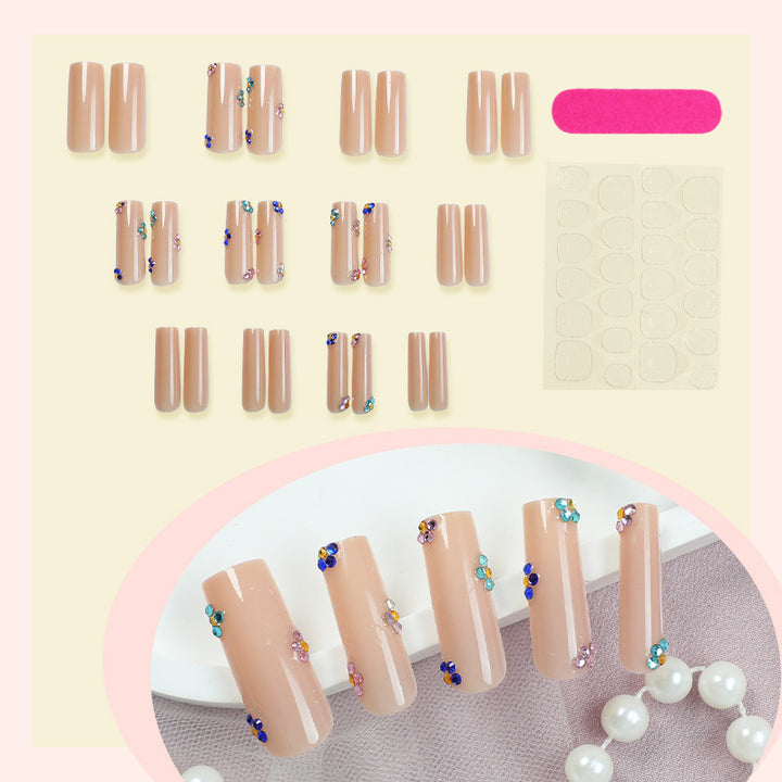 Decorative Press-On Nail Set with Floral and Gem Accents kalsten 1788496020