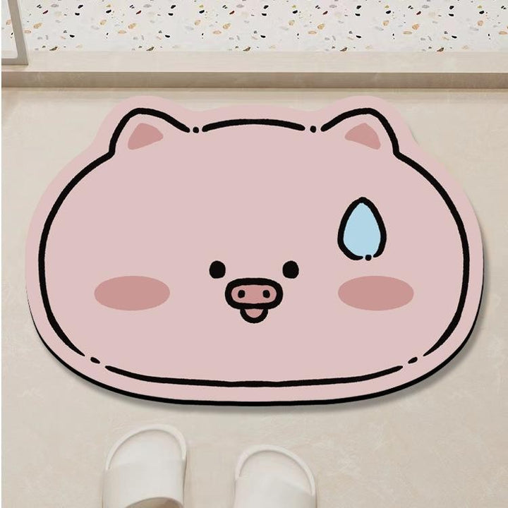 Cute Cartoon Pig-Shaped Bathroom Mat