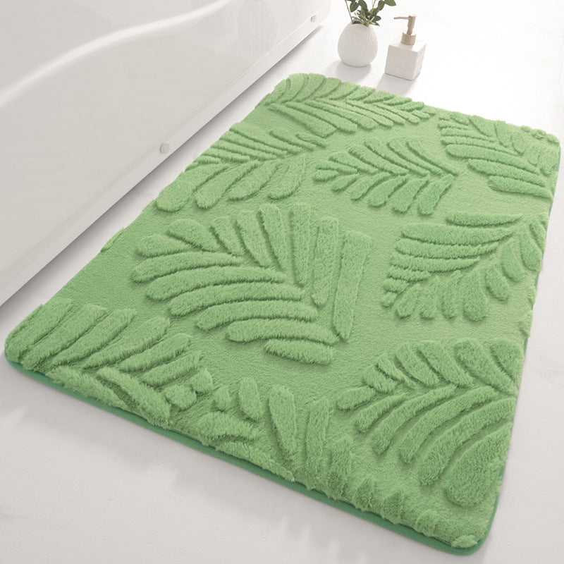 Plush Leaf-Pattern Bath Mat