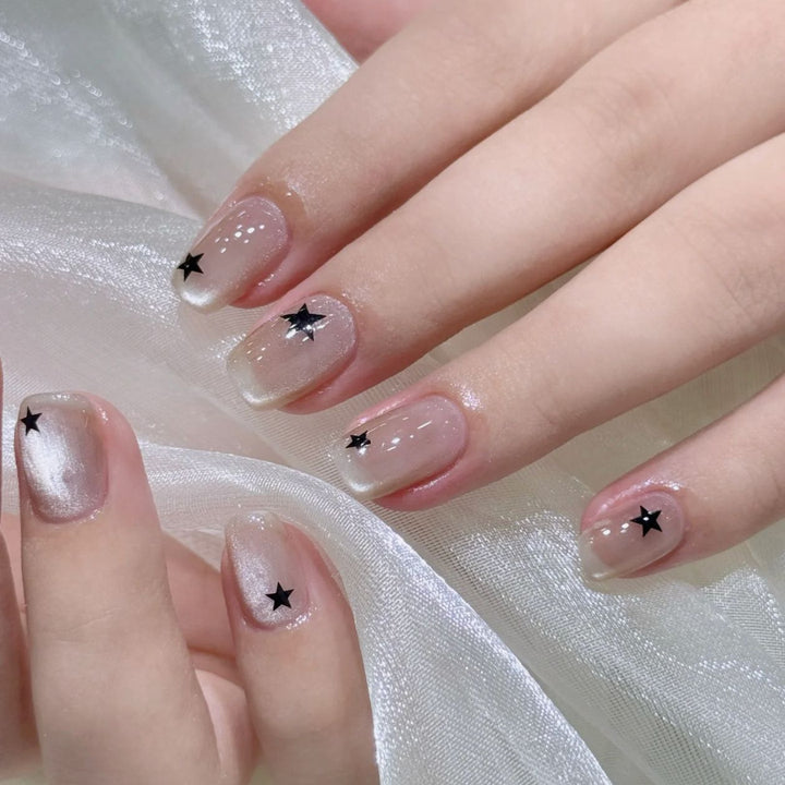 Artistic Press-On Nail Set with Star Designs Kalsten