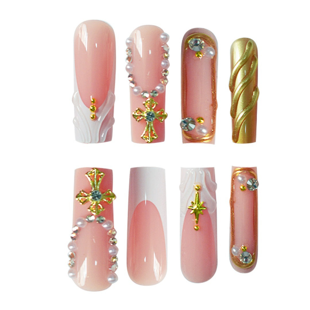 Luxury 3D Decorative Press-On Nails with Gem Accents Kalsten