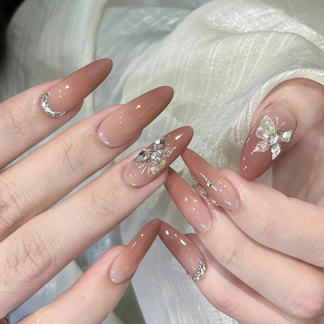 Elegant Stiletto Press-On Nails with Embellished Designs Kalsten