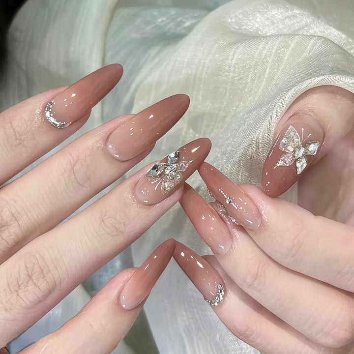 Elegant Stiletto Press-On Nails with Embellished Designs Kalsten
