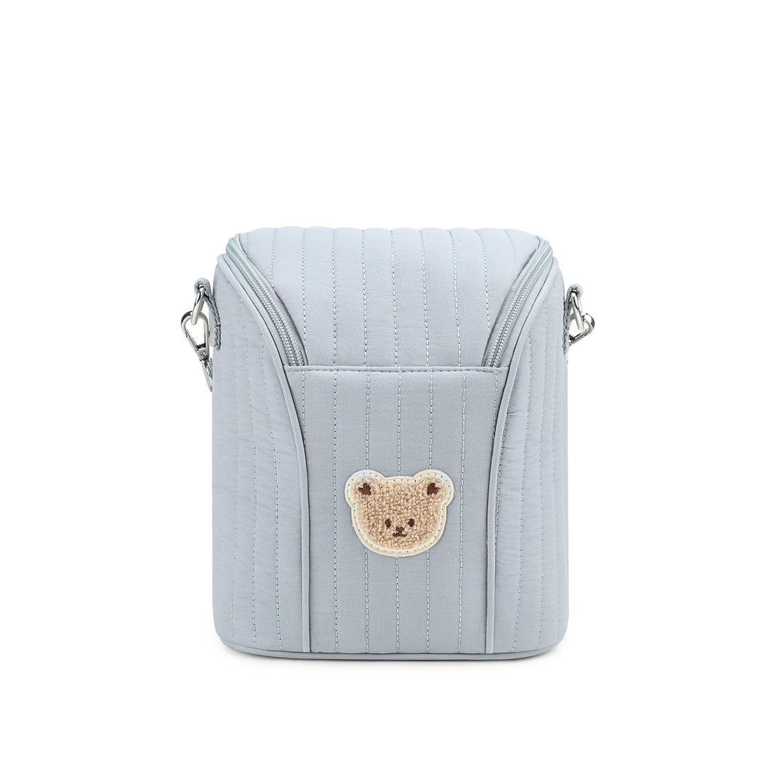 Fashionable Shoulder Bag with Quilted Design and Cute Bear Motif Kalsten