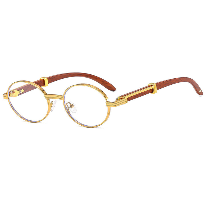 Vintage-Inspired Circular Sunglasses with Luxurious Golden Accents Kalsten