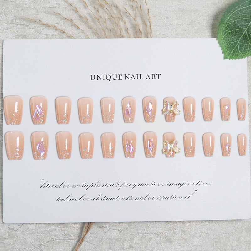 Acrylic Nail Set with Glitter and 3D Butterfly Decorations Kalsten