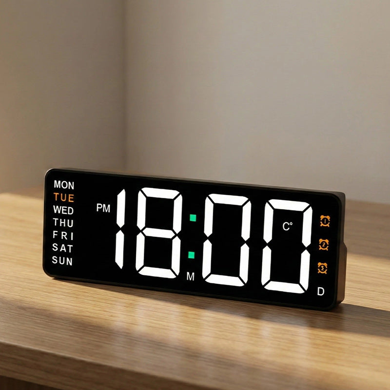 Digital wall clock with temperature and weekday display Kalsten
