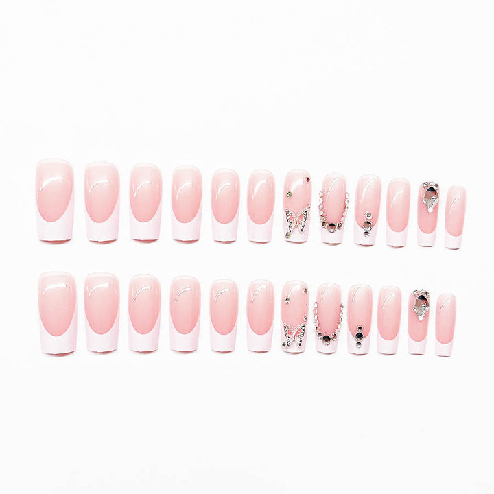Acrylic nail set with elegant rhinestone and glitter decorations Kalsten