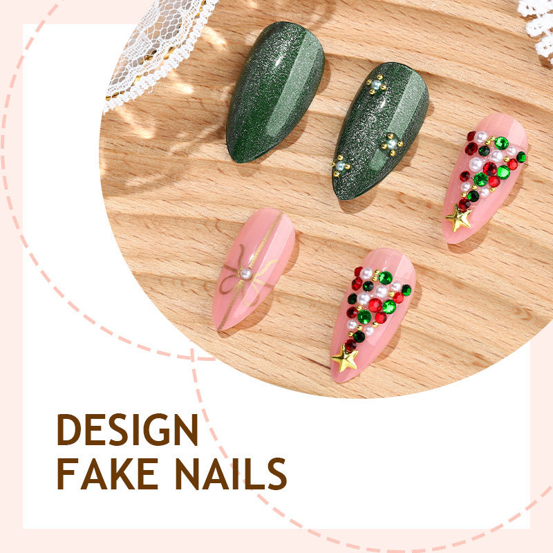 Acrylic nail set with sparkling Christmas designs Kalsten