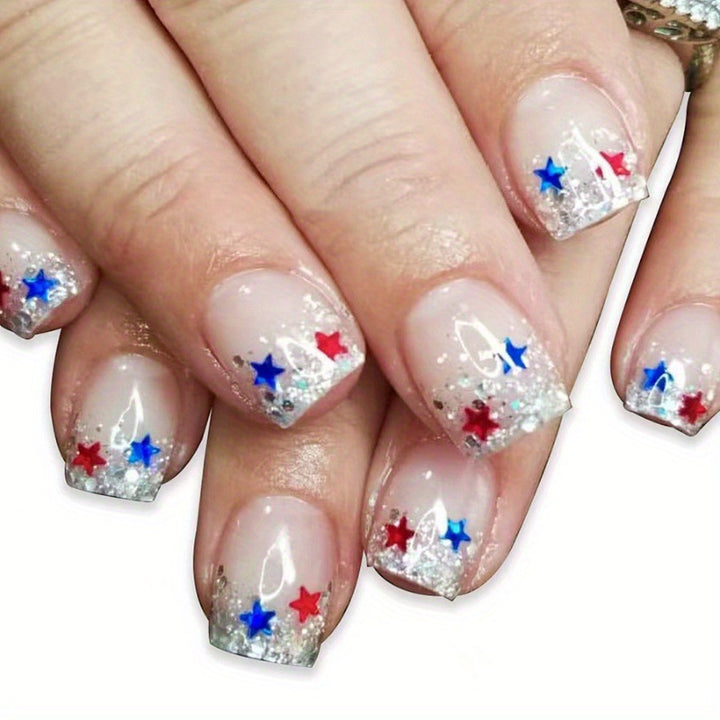 Star-Embellished Glitter Tips Press-On Nails Kalsten