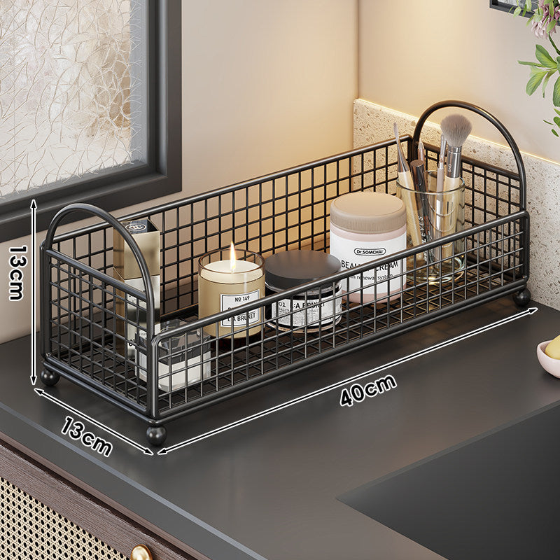 Countertop Metal Mesh Cosmetic and Skincare Organizer with Dual Arch Handles