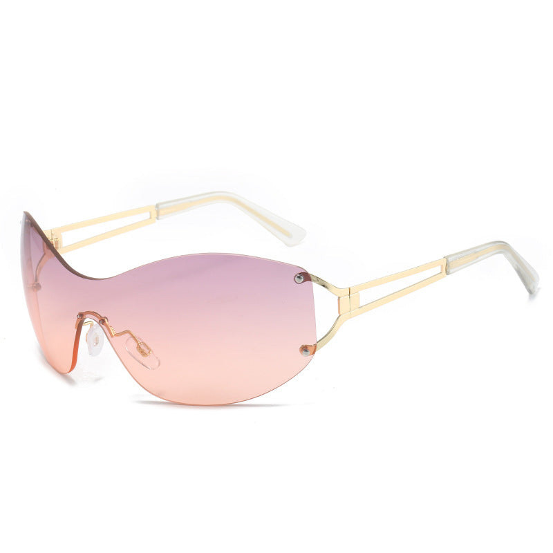 Futuristic Ultra-Wrap Sunglasses with Metallic Accents Kalsten