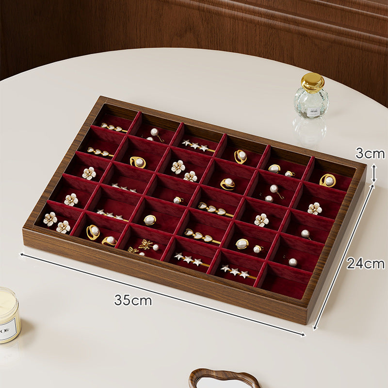 Twelve-Compartment Bamboo Jewelry Organizer Tray