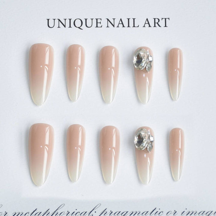 Decorative Rhinestone-Embellished Stiletto Nail Extensions Kalsten