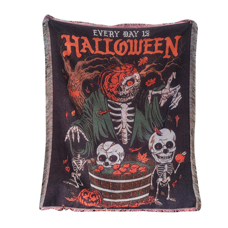 Halloween-Themed Tapestry Throw Blanket