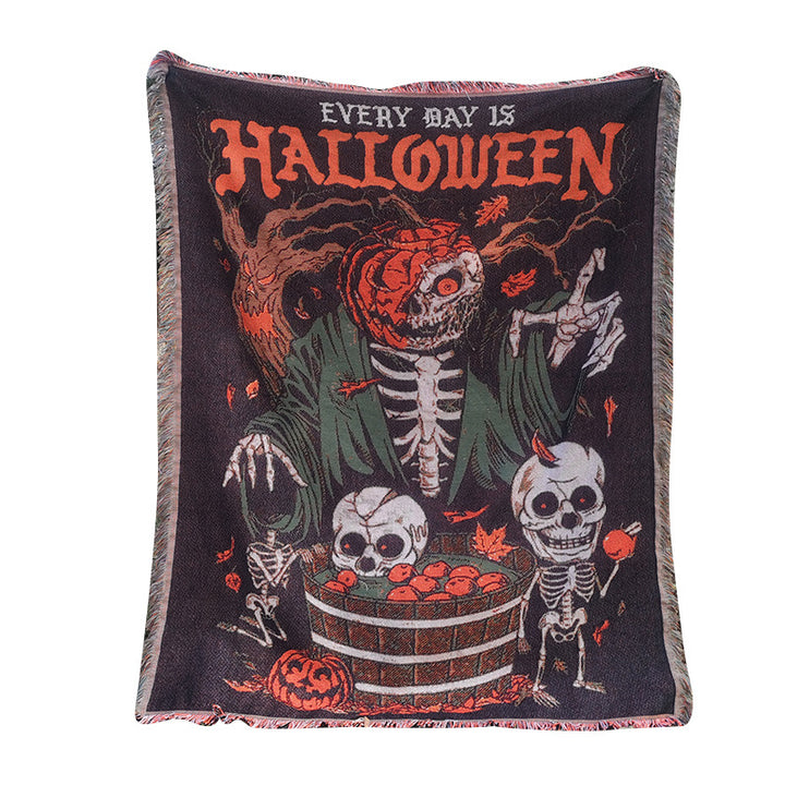Halloween-Themed Tapestry Throw Blanket