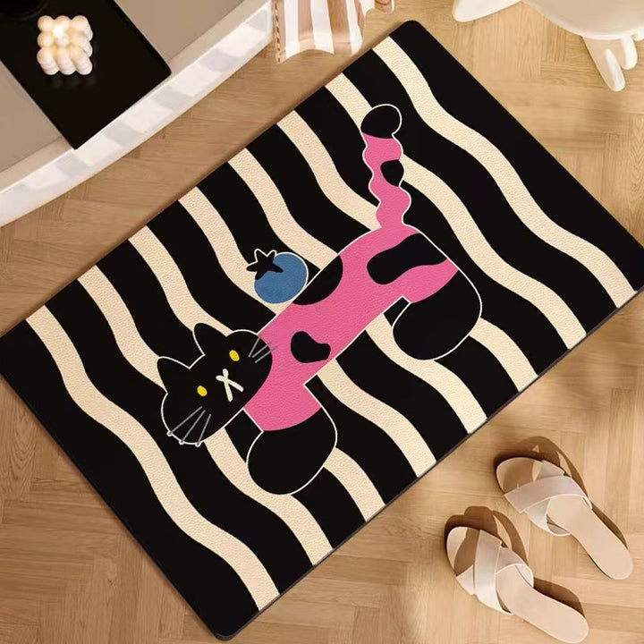 Artistic Cat-Themed Area Mat for Home Decor